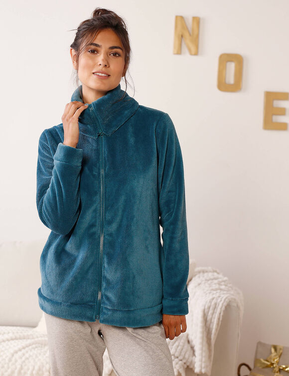 Veste polaire zippée (bleu paon)