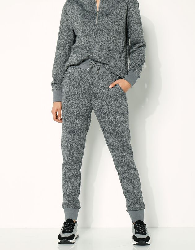Joggingbroek in molton met chiné print (chiné grijs)