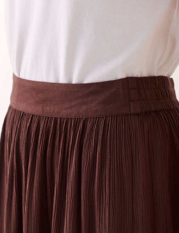 Jupon long uni fente c&ocirc;t&eacute; (chocolade)