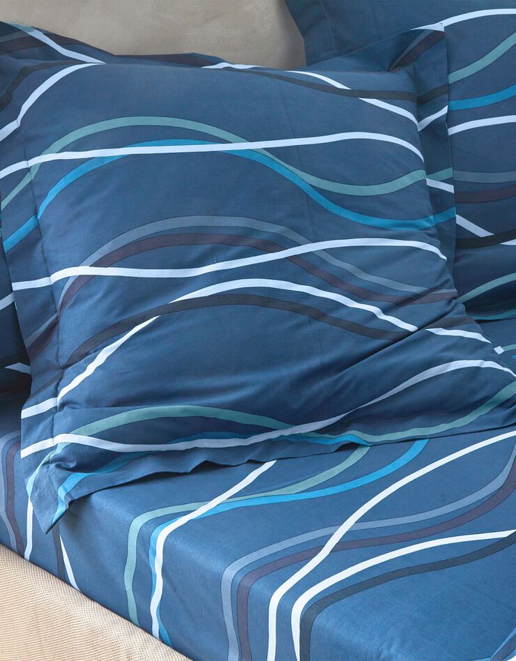 Linge de lit Serpentins en coton imprimé (marine)