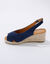 Sandalen met sleehak in koord en open neus (blauw)