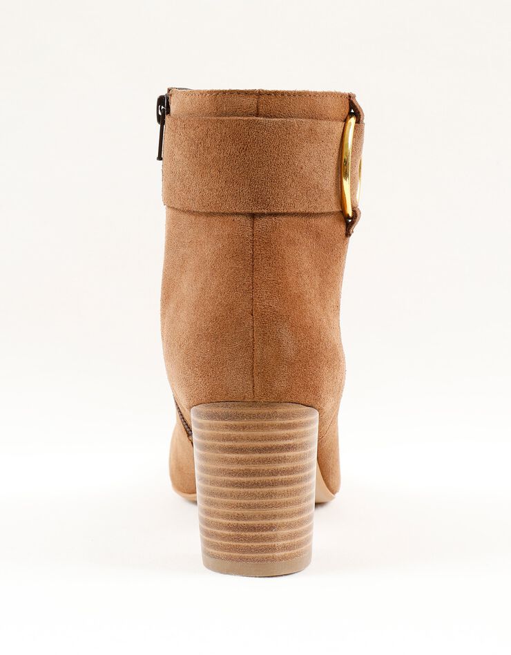 Boots in splitleer met gesp opzij, karamel Boots in splitleer met gesp opzij, karamel, hi-res image number 4