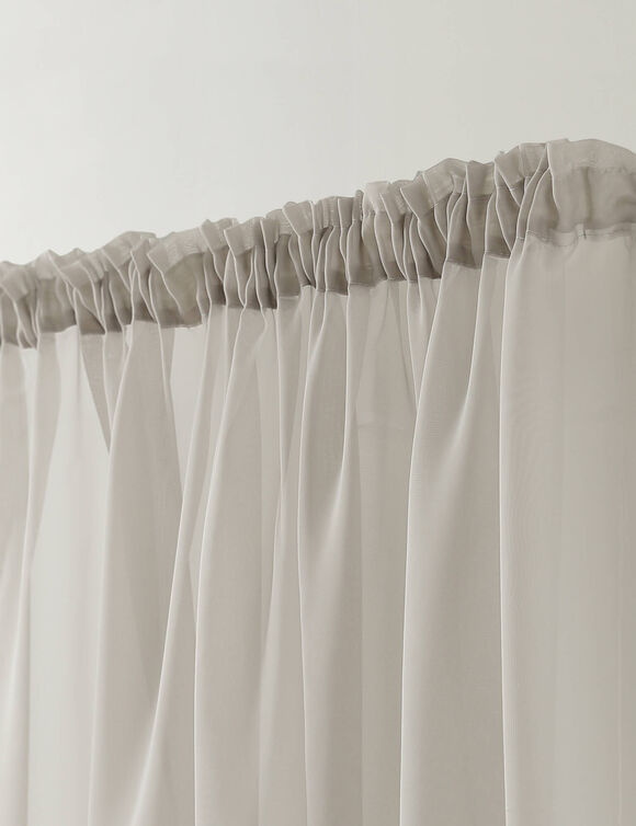 Panneau voile uni finition galon fronceur (gris perle)