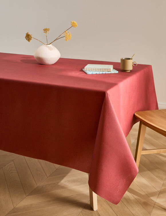 Effen tafellaken met coating (terracotta)