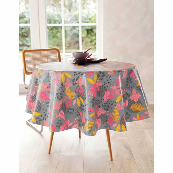Nappe toile cirée imprimée Feuillages  (gris)