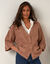 Gilet loose boutonné, manches 7/8ème (chiné taupe)