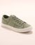 Sneakers met veters, verwassen canvas met sierstiksel (amandel groen)