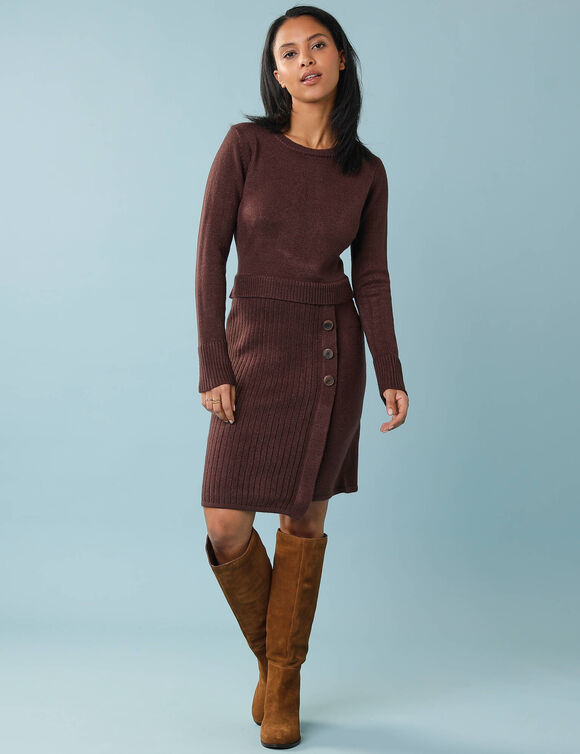 Robe pull effet portefeuille, Sp&eacute;cial Petites (chocolat)