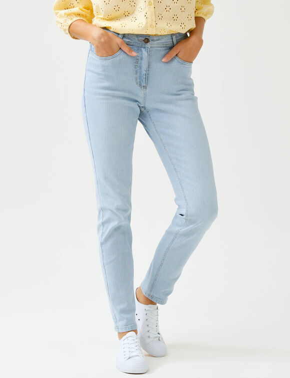 Jean slim, taille haute, petite stature  (bleached)