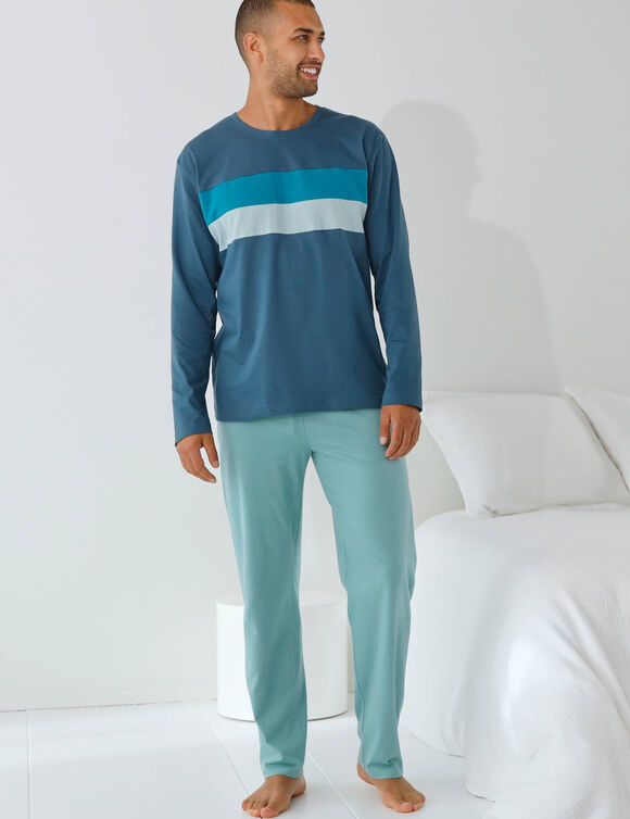 T-shirt pyjama manches longues (bleu gris&eacute;)