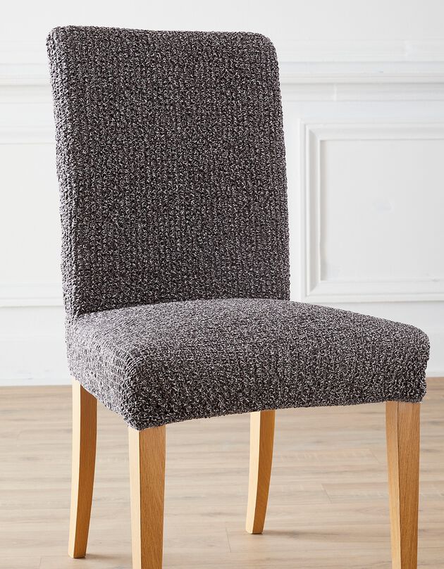 Housse microfibre bi-extensible gaufrée spéciale chaise (gris)
