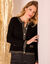Cardigan met goudkleurige knopen, glanzende details (zwart)