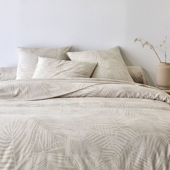 Linge de lit imprim&eacute; Marie coton (beige)