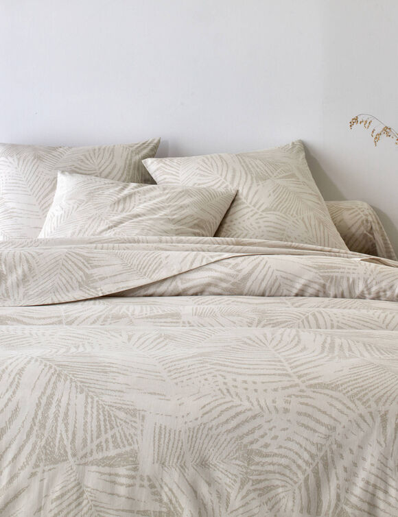 Linge de lit imprim&eacute; Marie coton (beige)