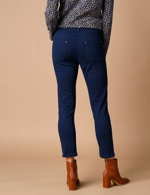 Pantalon 7/8ème fuselé stretch uni (marine)