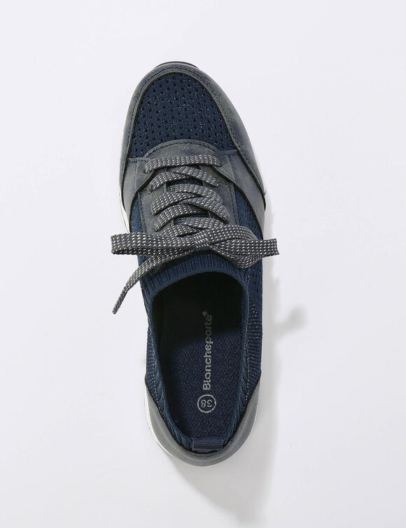 Comfortabele sneakers met fantasietricot (blauw)