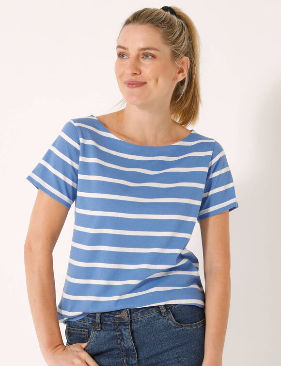 T-shirt marini&egrave;re manches courtes (bleu / blanc)