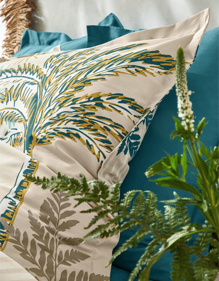 Linge de lit Bornéo en coton imprimé palmiers, beige, hi-res image number 6