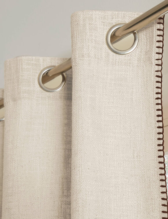 Gordijn met zadelmakerssteek (ivoorkleur)
