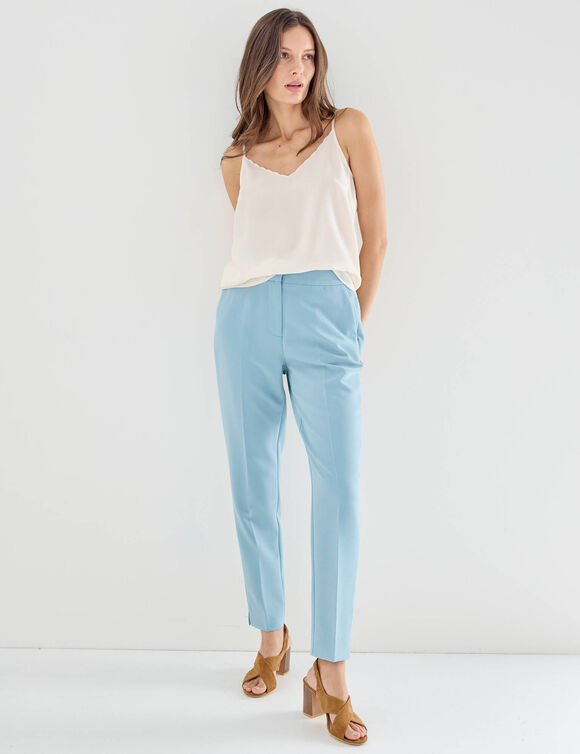 Caraco col V festonn&eacute;, uni (&eacute;cru)