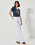 T-shirt met V-hals en goudkleurige print (marine)