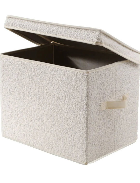 Bo&icirc;te de rangement maille bouclette (&eacute;cru)