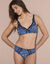 Soutien-gorge forme croisée imprimé fleuri brodé Olbia - sans armatures (bleu)