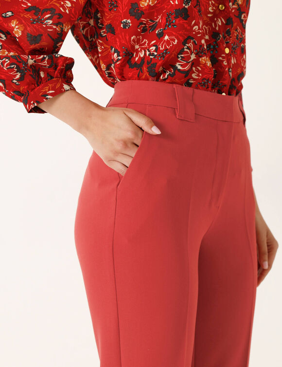 Pantalon cigarette, fluide (rouge)