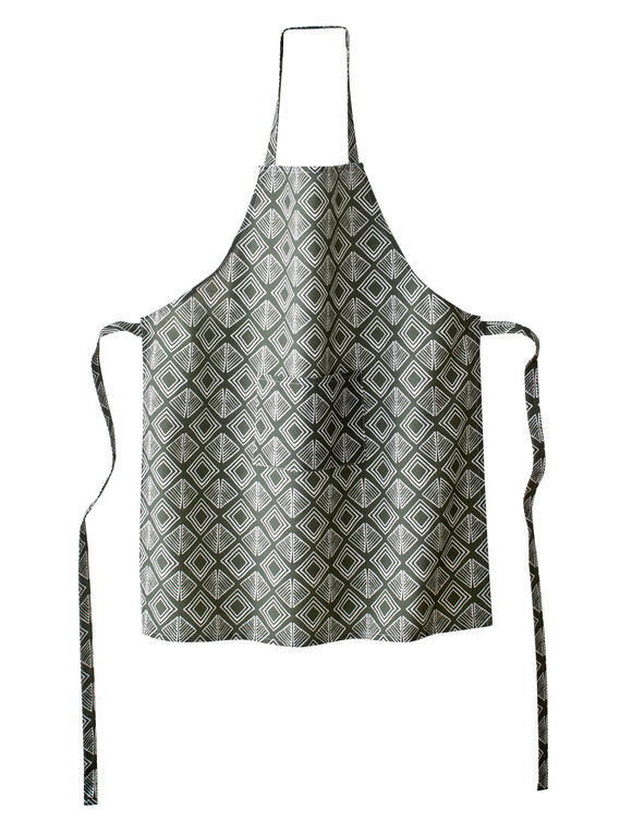 Vlekwerende schort met geometrische print (kaki / wit)