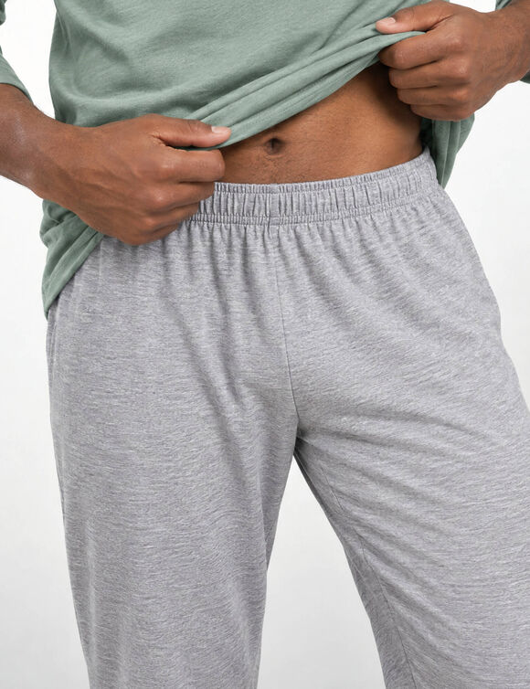 Pantalon pyjama coton uni (gris chin&eacute;)