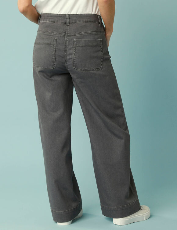 Jean taille haute Spécial Petites entrej. 65 cm, coupe large 7/8ème (gris)