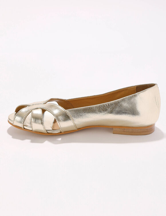 Leren ballerina's met open neus (goudkleurig)