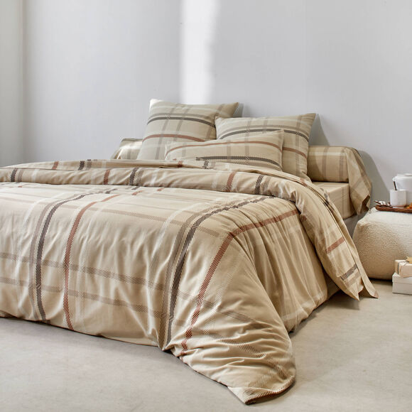Linge de lit Karl imprimé écossais, en coton (beige)