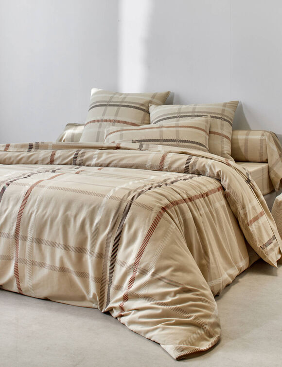 Linge de lit Karl imprimé écossais, en coton  (beige)