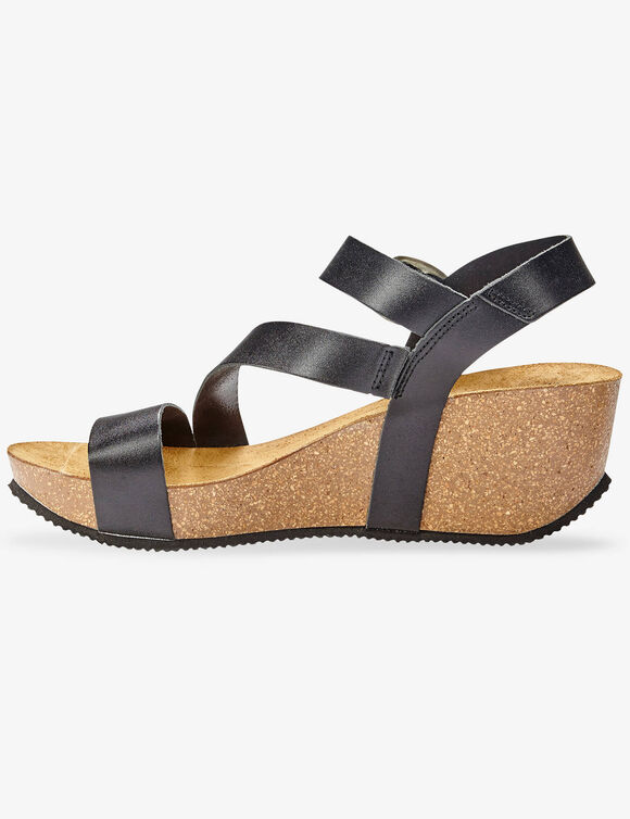 Sandales compensées cuir semelle liège (noir)