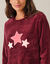 Pyjamabroek met fleece met &bdquo;sterren&ldquo;, voelt aan als pluche (bordeaux / koraal)