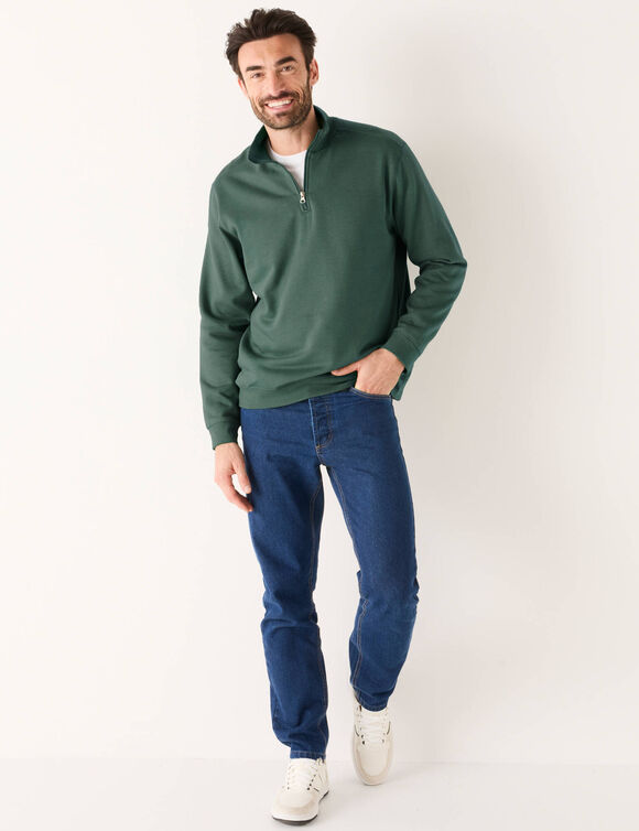 Sweat molleton col camionneur zippé (vert foncé)