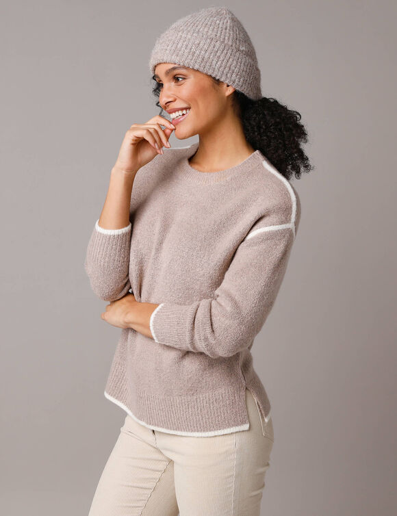 Pull bicolore en maille moelleuse  (beige chin&eacute;)