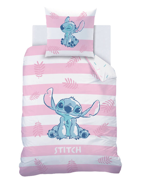 Bedlinnen Stitch® - katoen (blauw / roze)