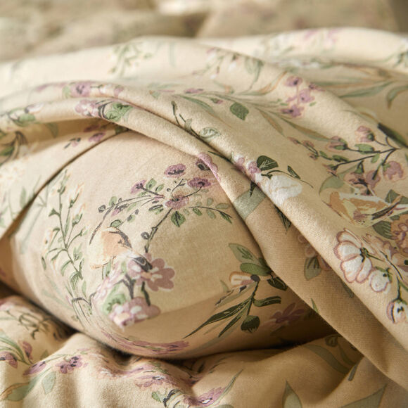 Yseult-beddengoed van bedrukt flanellen materiaal (zandkleur)