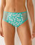Maxislip in kant en katoen, effen en met bloemenprint, Tropea - set van 4 (aqua)