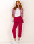 Pantalon 7/8&egrave;me &agrave; revers, en maille confort (framboise)