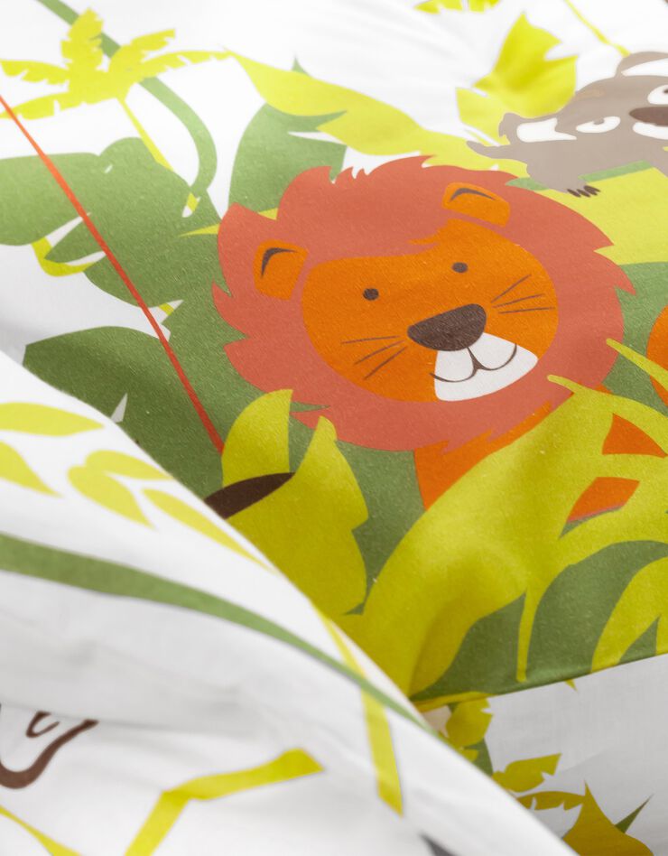 Linge de lit enfant Jungle imprimé animaux 1 personne - coton, beige, hi-res image number 4