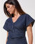 Lange jurk in jeans, korte mouwen (dark blue)