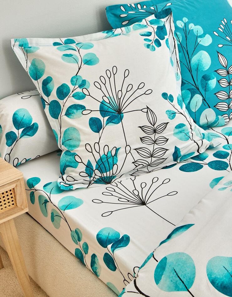 Bedlinnen Danae in bedrukt katoen (blauw)