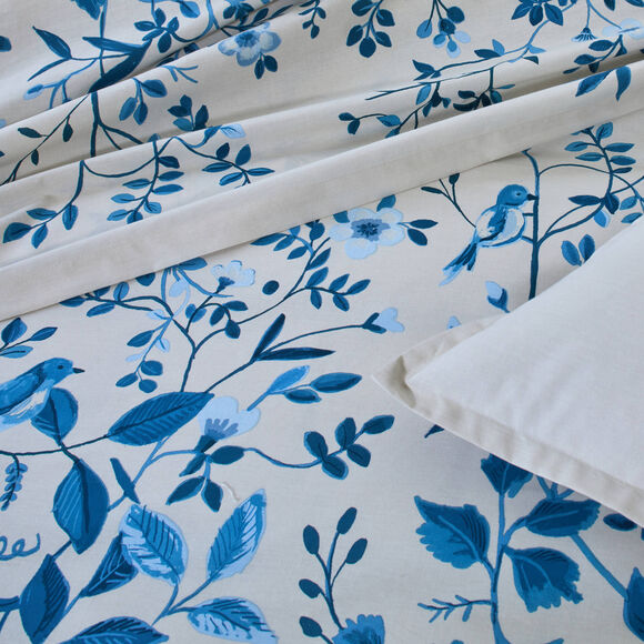 Linge de lit M&eacute;lodie imprim&eacute; - coton 57 fils/cm&sup2; (bleu)