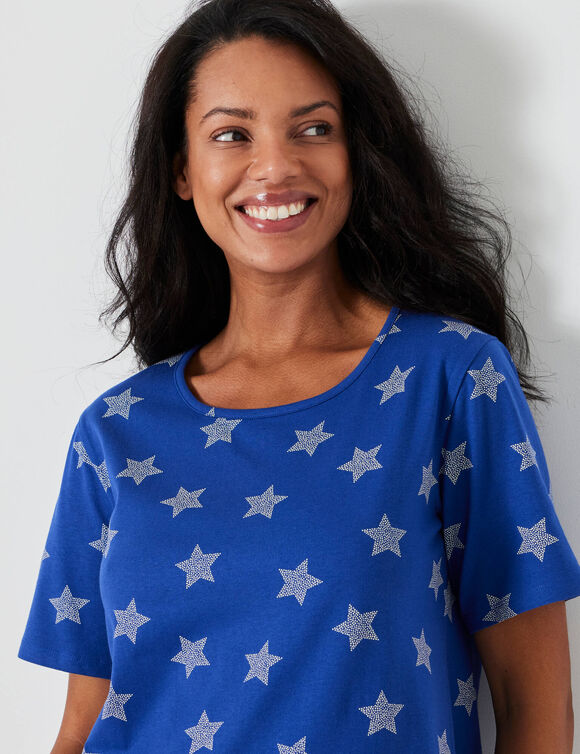 Caprama met sterrenprint (felblauw)