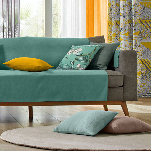 Housse coussin unie coton tissage artisanal - lot de 2 (céladon)