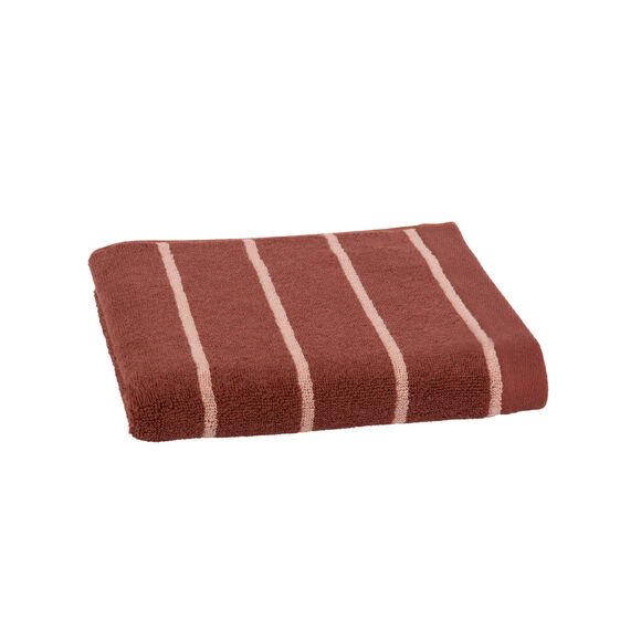 Handdoek, gestreepte badstof 500 g/m² (rood / wit)