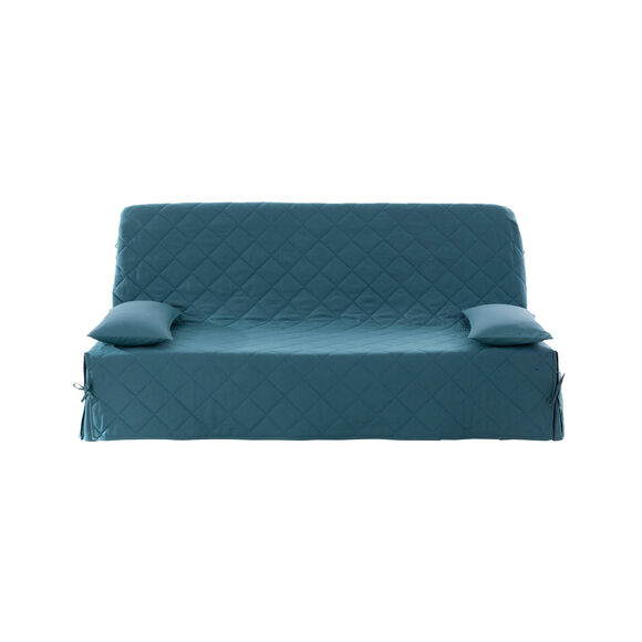 Housse clic-clac standard matelassée coton bachette uni (bleu)